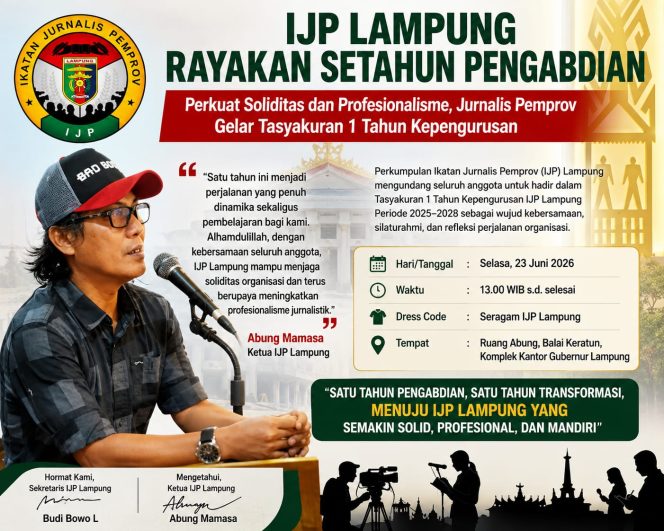 
 Ikatan Jurnalis Pemprov Lampung Tasyakuran 1Th Kepengurusan Baru.