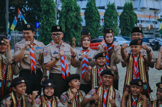 
 Gubernur Lampung Rahmad Mirzani Djausal Lepas 598  Pramuka kwarda Lampung ke Jamnas 2026 di Cibubur