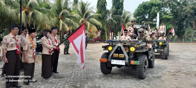 
 Ketua Kwarda Pramuka Lampung Jihan Nurlela Resmi Lepas Kirab.