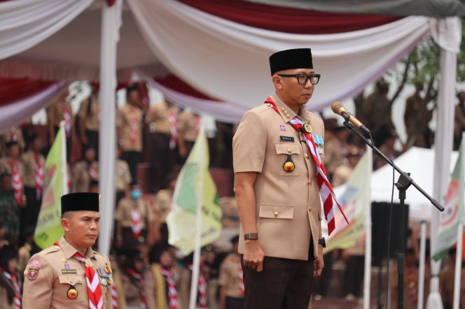 
 Gubernur Lampung Menjadi Pembina Apel  HUT Pramuka ke 65 di Kota Baru Lampung Selatan