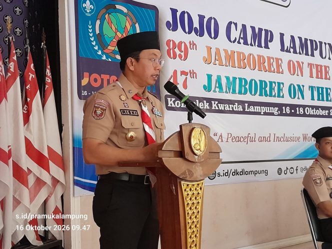 
 Ketua Harian Kwarda Pramuka Lampung Risky Sopyan Buka Jambore JOTA-JOTI Camp.